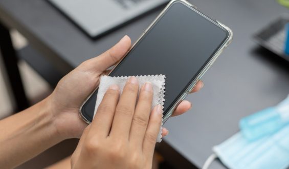 How do I disinfect my phone?